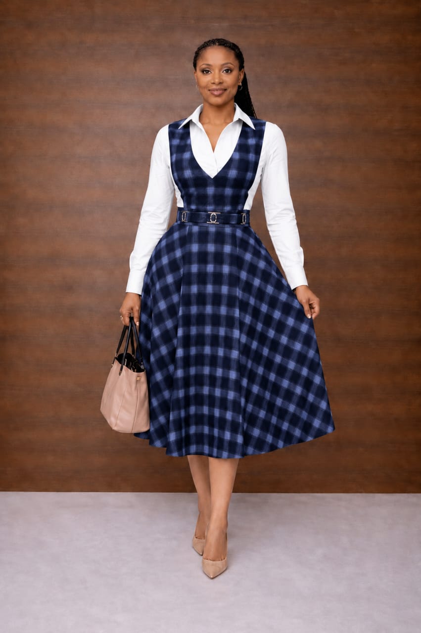 Blue church dress and white shirt