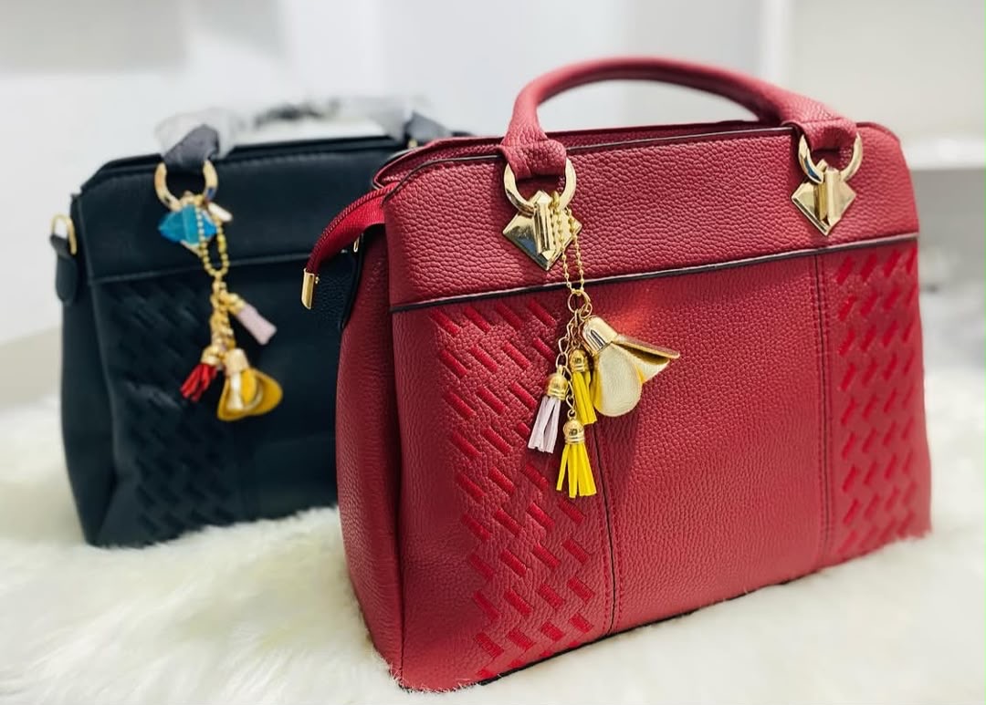 Red and black handbag