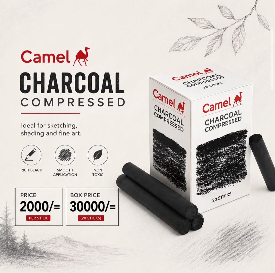 Camel charcoal compressed