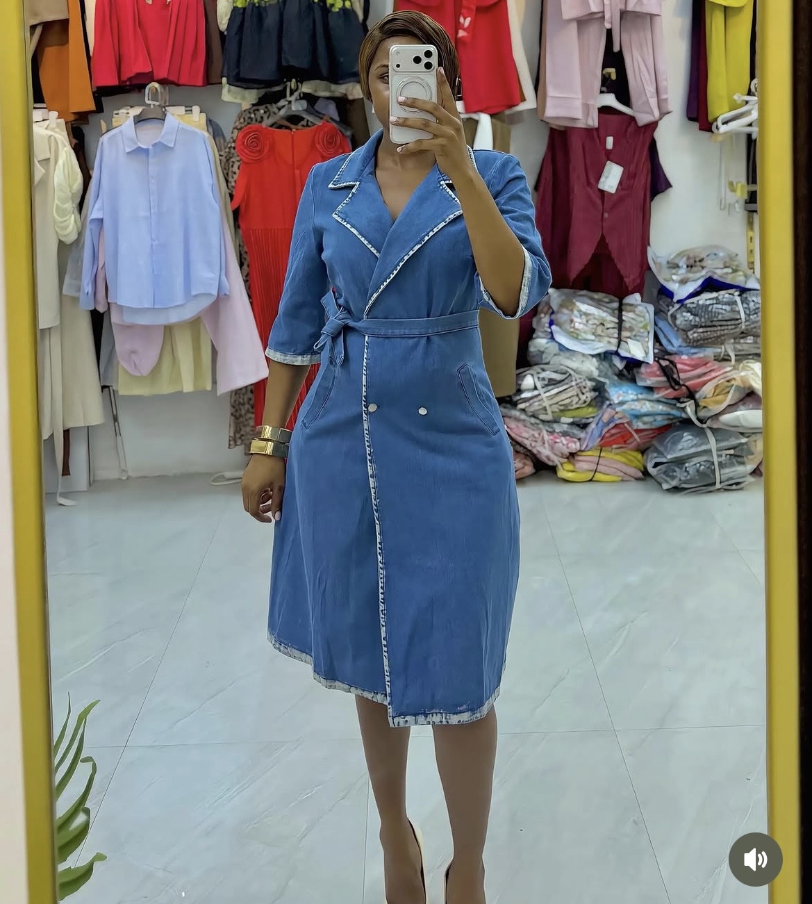 side close denim dress