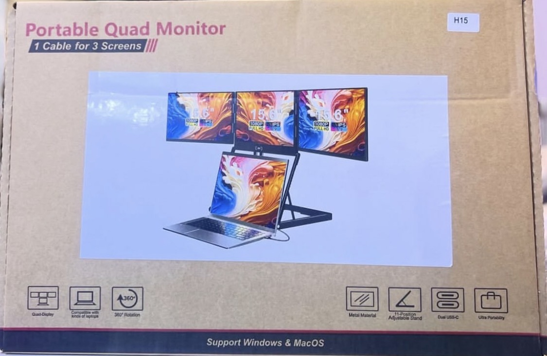 Portable quad monitor setup