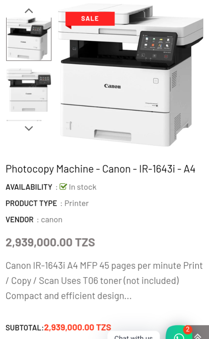 Photocopy machine -Canon -IR-1643i-A4