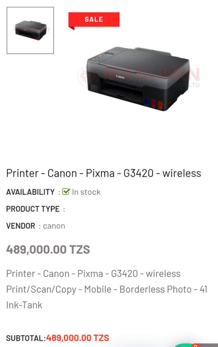Printer - Canon - Pima -G3420-wireless
