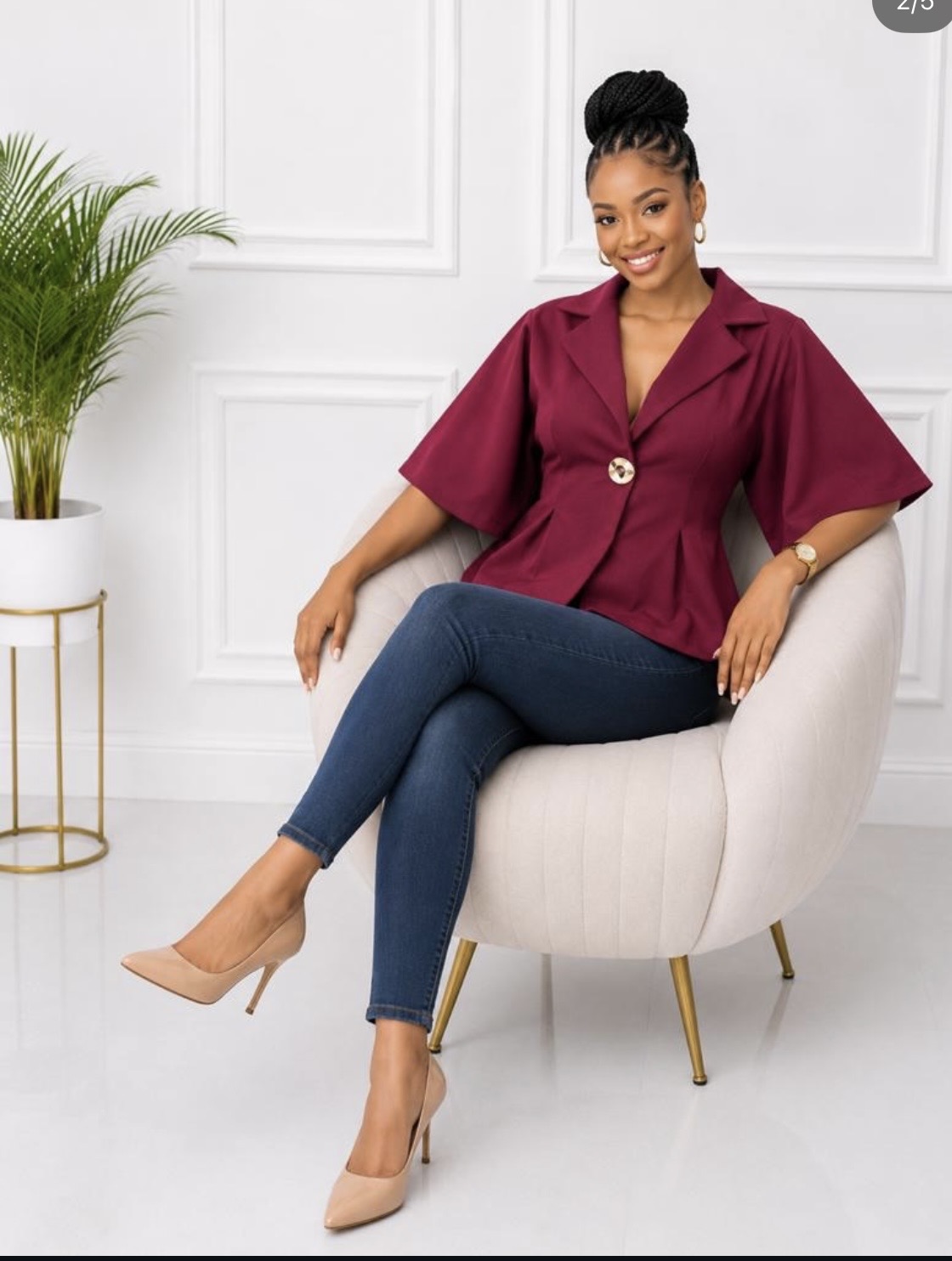 wide collar mid sleeve brouse