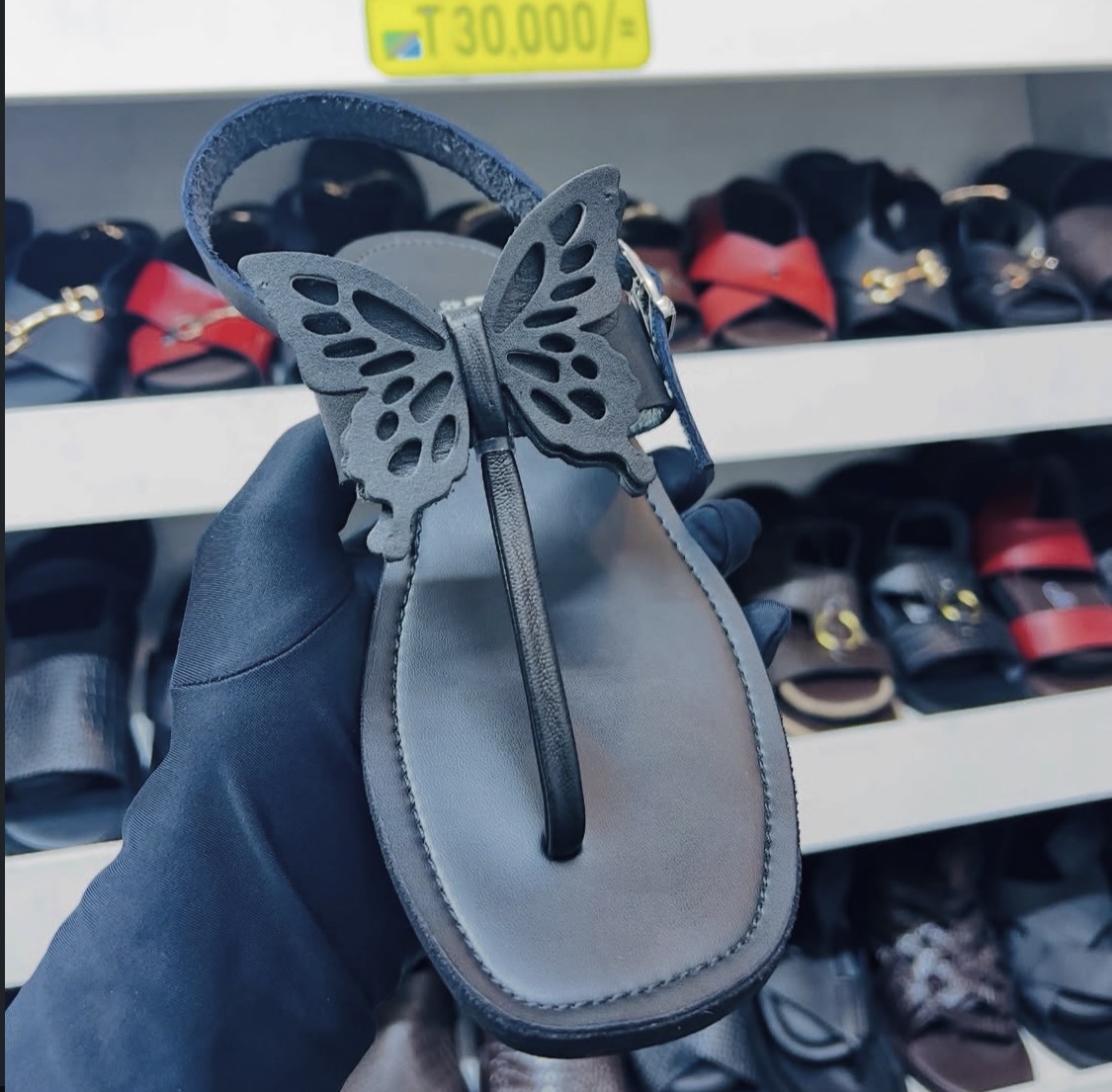 Black butterfly sandals