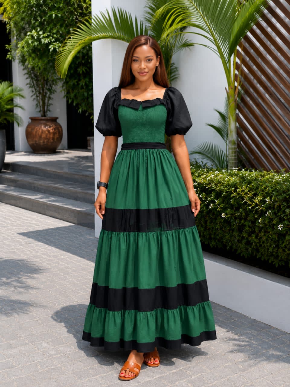 black and color dress