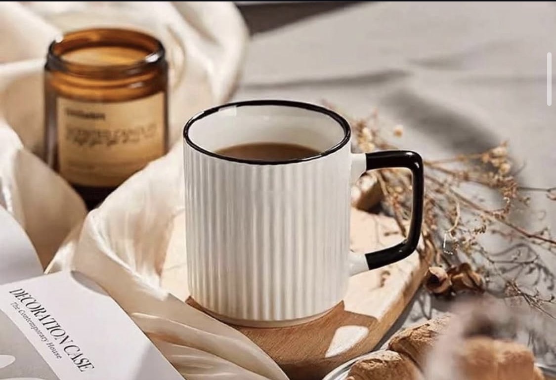 White in black mug